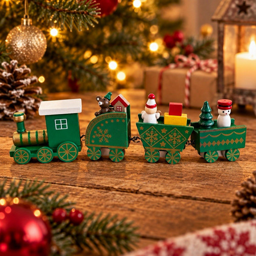 Wooden christmas train - wooden,