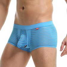 Separation Ice Silk Striped Boxer Briefs Men's Sexy Underwear Gun Egg