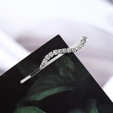 Hair Grips Diamante Clips Rhinestone Slides Crystal Hairpin Silver Gold 5.5cm