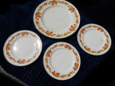 1952 PORTLAND POTTERY COBRIDGE AUTUMN LEAVES DINNER PLATE  & 3 SIDE (RIDGWAY)