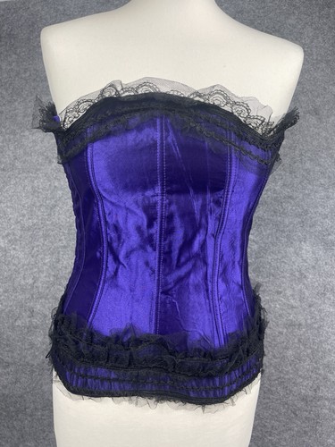 Purple satin corset bustier - purple,