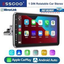 10.1" Rotatable 1Din Car Stereo Radio Android 14 Apple CarPlay Auto GPS Sat Nav
