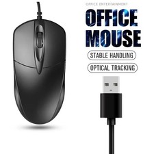 Wired USB Optical Mouse For Pc Acer Laptop Computer Scroll Wheel Black Mice UK
