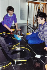Boys Racing Cars on Tyco Slot