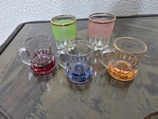 Mix of 5 Vintage coloured shot glasses 3 Federal beer mugs and  2  frosted