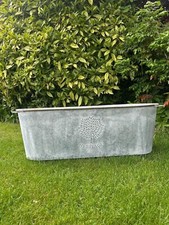 105cm XXL Zinc Bathtub Planter Garden Flowers Trees Embossed Heritage