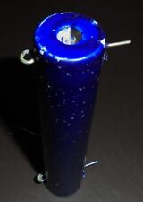 THICK CERAMIC RADIO COIL FORMER - BLUE GLAZE - CONNECTING PINS.