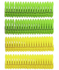 80 Pack Clothes Pegs With Metal Spring Yellow & Green For Indoor & Outdoor Use
