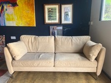 Walter Knoll Adia 347 Three-Seater Cream Beige Sofa Couch Alcantara Suede