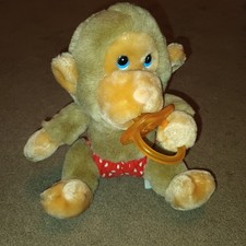 Russ Berrie Baby Chee Chee Vintage Plush Monkey Teddy With Dummy Pacifier