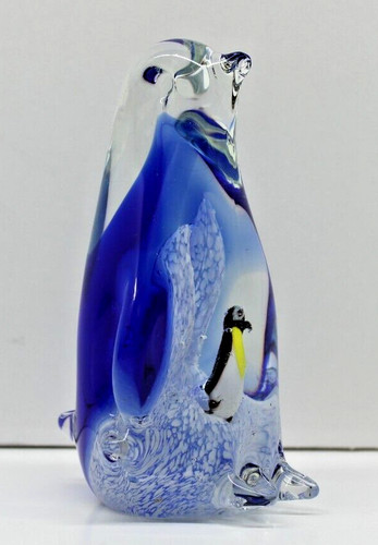 Penguin art glass paperweight - penguin,