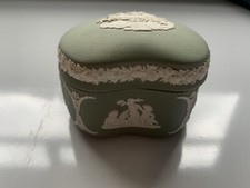 Vintage Wedgewood Sage Green Jasperware Lidded Trinket Box