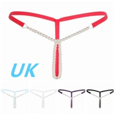 UK Women Pearls Massage G-string Thongs Micro Briefs Panties Underwear Lingerie