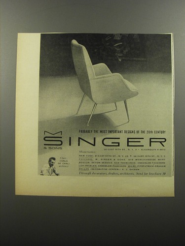 1956 singer chair carlo de - by,