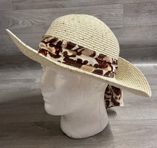 M&S Straw Sun Hat Paper Mix Natural Fibres Beach Holiday Size S-M Beige Sparkle