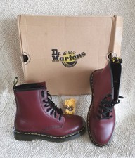 DR Martens Cherry Red Leather Unisex Boots Size 5 BNWOB