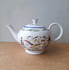 Vintage Burleigh Staffordshire Ironstone Teapot 'God Speed The Plough'