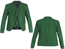 Scottish Men's Green Wool Kilt Jacket With Waistcoat Argyle Wedding Kilt Jacket