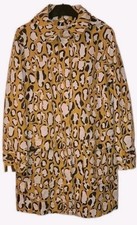 BODEN Coat Yellow Leopard  Mac Jacket 100%Cotton UK 12 Lined. Detachable Hood.