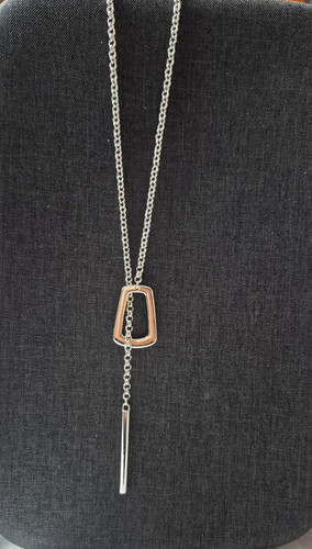 Silver tone geometric drop bar - silver,