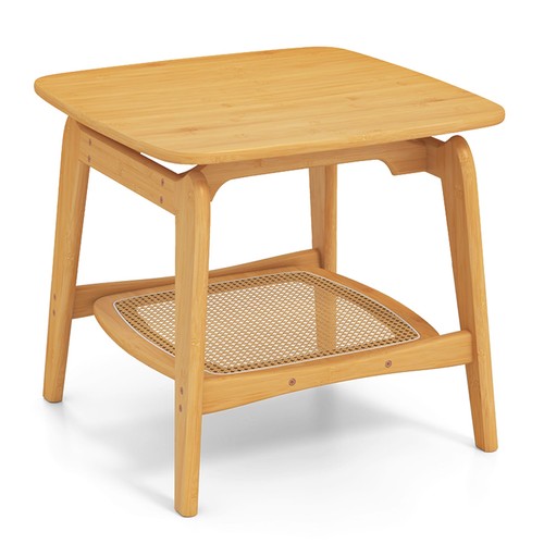 Bamboo sofa side - table, w/faux