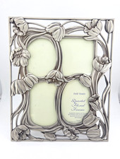 Past Times Pewter Picture Frame Art Nouveau Quartet Floral Frame 10"x8.25" VGC