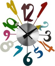 Modern Funky Numbers Wall Clock Multicolour Metal Silent Round Clock 38cm Home
