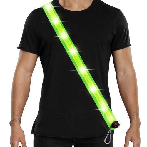 Led reflective belt sash usb - belt,