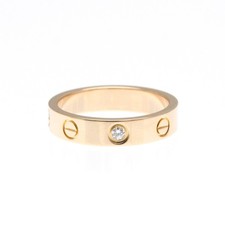 Cartier Mini Love Ring 1P Diamond Pink Gold (18K) Fashion No Stone Band Ring Pin