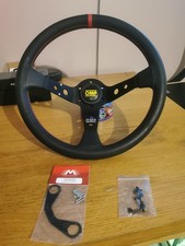 OMP CORSICA STEERING WHEEL LEATHER 350mm BLACK RED LIMITED EDITION 
