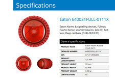 Eaton Alarms & Signalling Devices, Fulleon, Flashni Xenon Sounder Beacon Red