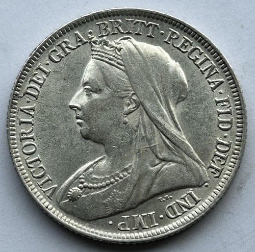 1897 victoria silver shilling - silver,