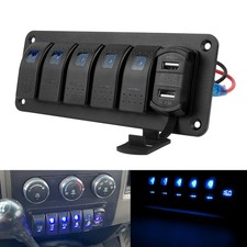 5 Gang LED Blue Light Toggle