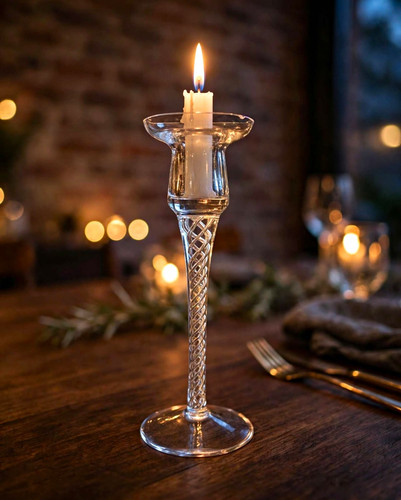 Clear glass tall braided stem - glass,