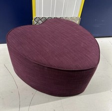 Purple Fabric Heart Pouffe Footstool Large Accent Stool Dressing Room Bedroom
