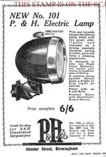 1930s Advert P & H 'No.101' Battery-Powered Bicycle Lamp Small Print AD 708/176