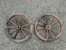 Small Cast Iron Cart Wheels 13" Pair Antique
