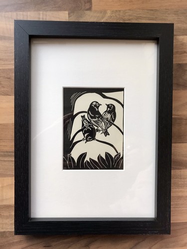 Siskin framed woodcut - ‘siskin’-,