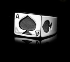 Outlaws Of Amsterdam Silver Biker Ace Of Spades Stainless Ring 