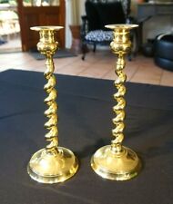 Beautiful Antique Victorian Barley Twist Brass Candlesticks 