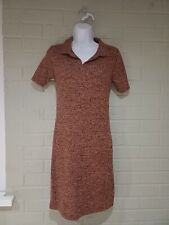 Ladies Primark Brown Mix Collared Knitted Dress Size 10