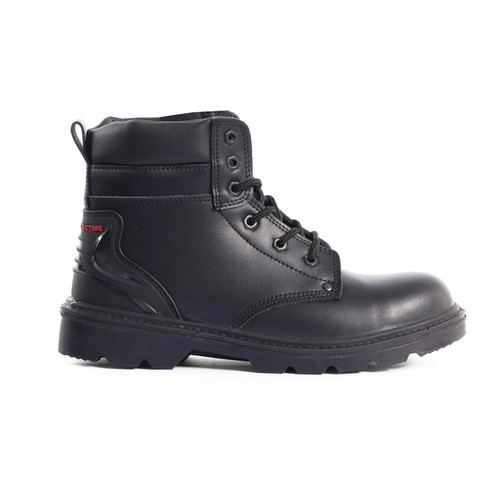 Mens black leather steel - steel, toe