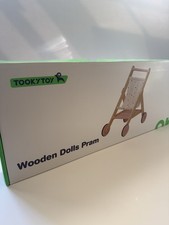New In Box Baby Doll Wooden Pram Imaginative Roleplay Age 3 Sustainable Toy