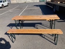 Folding 175 cm Wooden Beer Table + 2  Benches Dining Set Handy for extra guests
