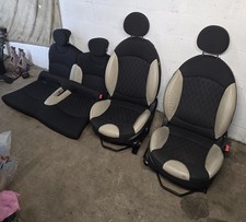 MINI R56 HEATED COOPER WHITE CREAM HALF LEATHER INTERIOR FRONT + REAR SEATS