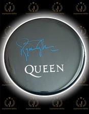 SIGNED ROGER TAYLOR QUEEN BLACK DRUM HEAD RARE  PROOF 