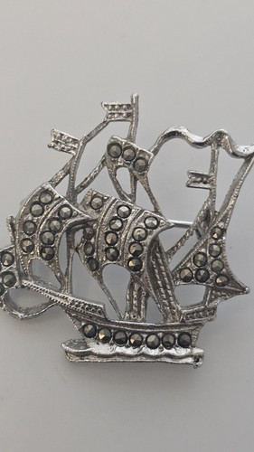 Vintage marcasite sailing - marcasite,