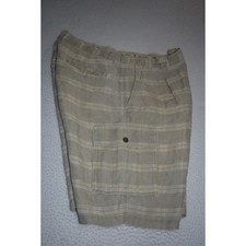 Tommy Bahama Hawaiian LINEN Cargo Shorts Mens Size 34 Tropical Tan Striped