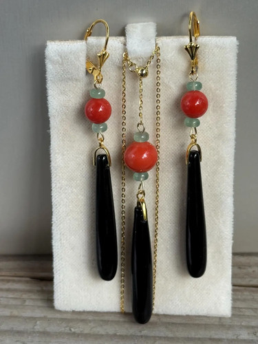 Natural red coral onyx - red,