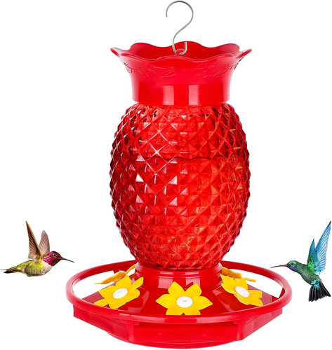Red glass hummingbird - red,